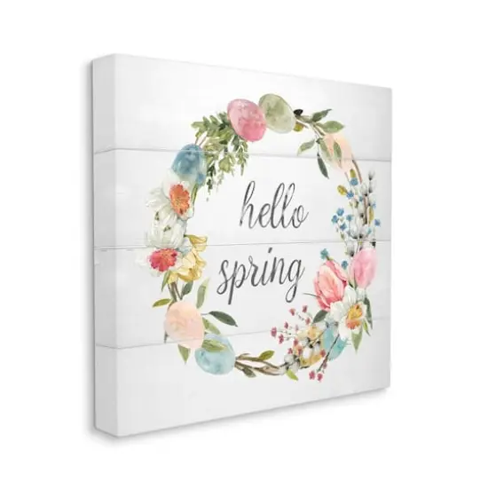 Stupell Industries Hello Spring Floral Egg Wreath Canvas Wall Art {4}
