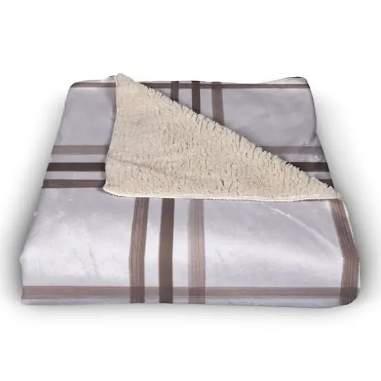 Brown & White Plaid This is Home Sherpa Fleece Blanket {3}