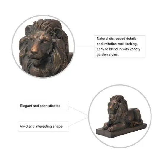 Glitzhome&reg; 22" Lying Guardian Lion Statue Brown {7}