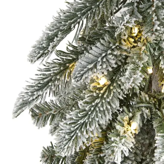 4.5ft. Pre-Lit Flocked Washington Alpine Artificial Christmas Tree, Warm White LED Lights {4}