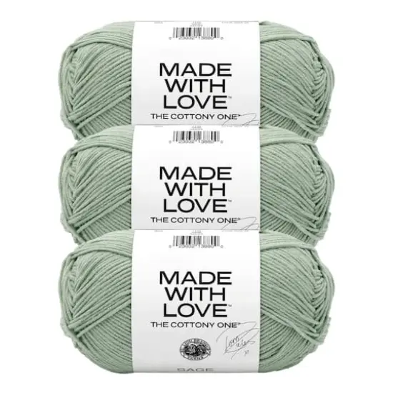 3 Pack Lion Brand&reg; Tom Daley Made with Love&trade; The Cottony One&trade; Yarn Sage {1}