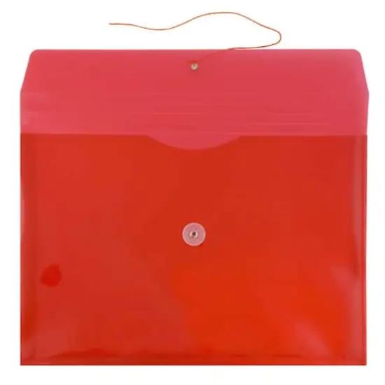 JAM Paper Letter Booklet Plastic Envelopes with Button & String Tie Closure, 12ct. Red {4}