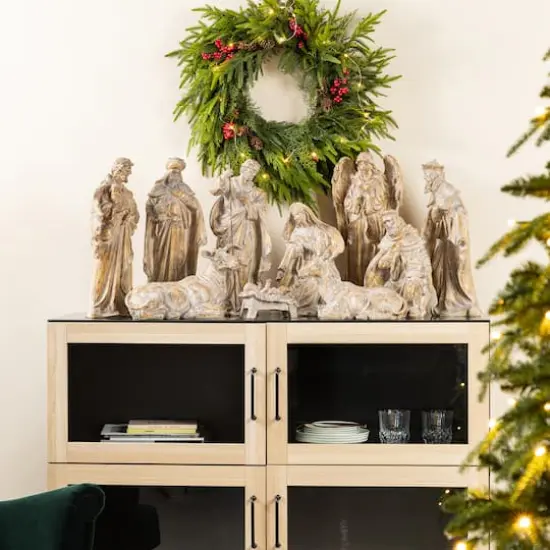 Glitzhome&reg; 10-Piece Bronze Resin Nativity Figurine Set {3}