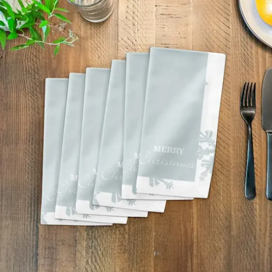 Merry Christmas Snowflake Pattern 10" x 10" Cotton Twill Napkin {4}