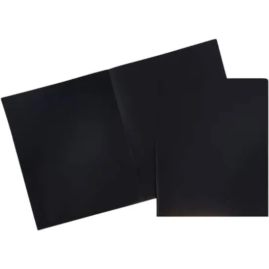 JAM Paper 9.5" x 11.5" Plastic 2 Pocket School POP Folders, 6ct. Black {1}