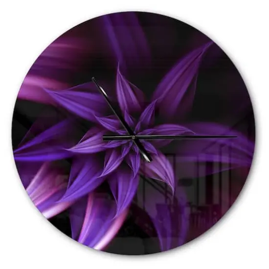 Designart Fractal Flower Purple Wall Clock {1}