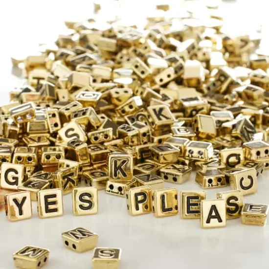 Gold Alphabet Plastic Craft Beads, 8mm by Bead Landing&trade; {3}