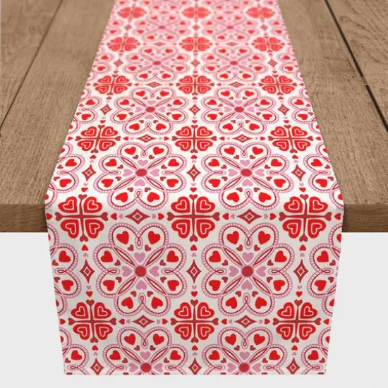 Valentine's Day Heart Tile Twill Table Runner {2}