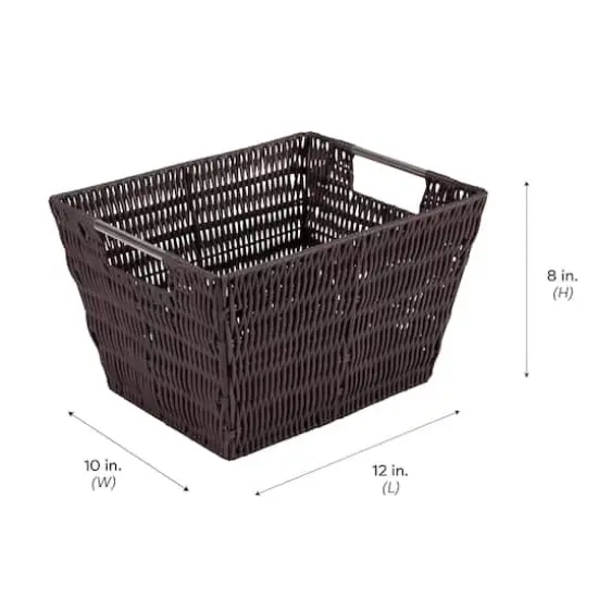 Simplify Medium Chocolate Rattan Storage Basket {4}