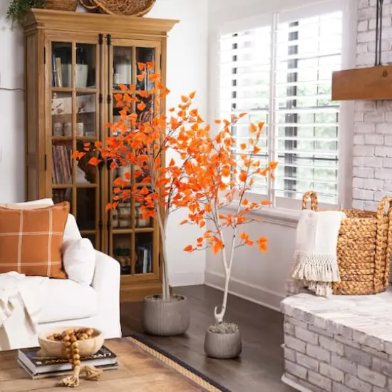 6ft. Autumn Paper Birch Artificial Fall Tree {8}