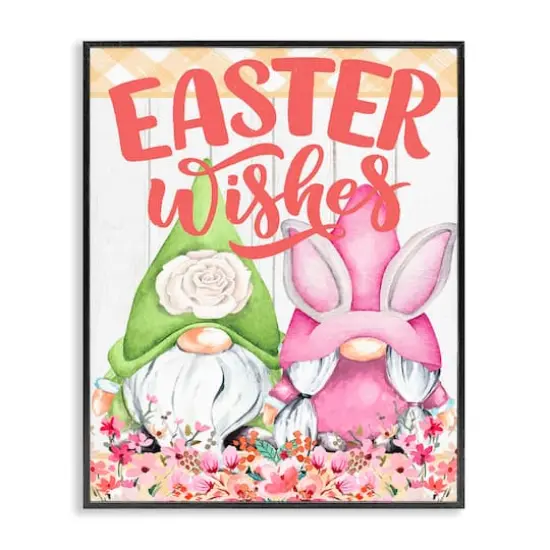 Stupell Industries Easter Wishes Gnomes Framed Giclee Art Black {1}