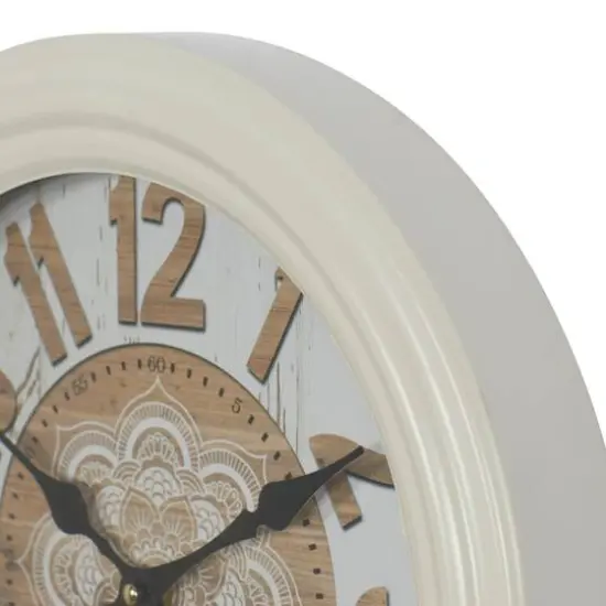 White Metal Farmhouse Wall Clock, 14" x 14" x 3" {4}