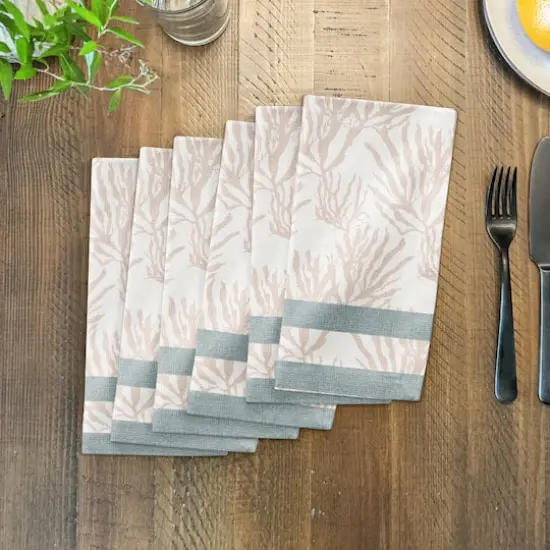 Coral & Stripe Cotton Twill Napkin Blush/Blue/White {4}