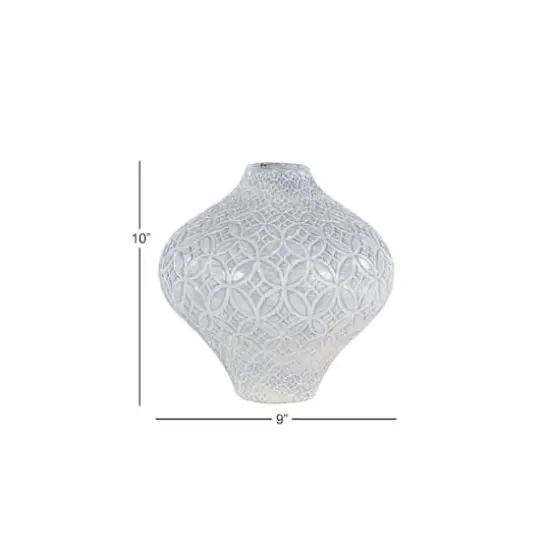 White Porcelain Coastal Style Vase, 9" x 10" {6}