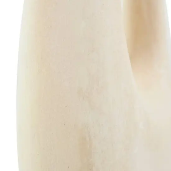 18" Beige Paper Mache Abstract Curved Vase with Handle {8}