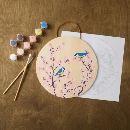 8" Cherry Blossom Paint-by-Number Plywood Surface Kit by Artist's Loft&reg; {1}