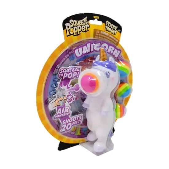 White Unicorn Squeeze Popper with Sticky Target {1}