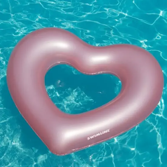 Swimline 5.5ft. Pink Metallic Heart Shaped Inner Tube Swimming Pool Float {3}