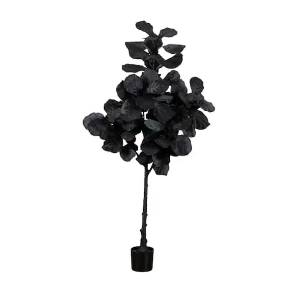 6ft. Artificial Halloween Black Fiddle Leaf Tree {1}