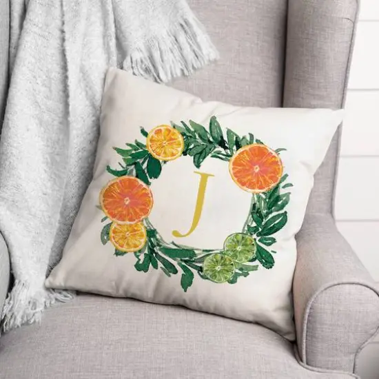 Citrus Monogram Indoor/Outdoor Pillow J {3}