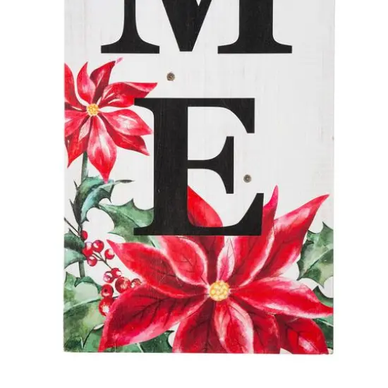 Glitzhome&reg; 42" Lighted Wooden Poinsettia WELCOME Porch Sign {6}