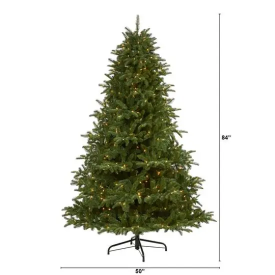 7ft. Pre-Lit South Carolina Spruce Artificial Christmas Tree, White Warm LED Lights {8}