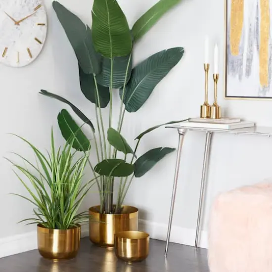 CosmoLiving by Cosmopolitan Iron Modern Planter Set Gold {3}