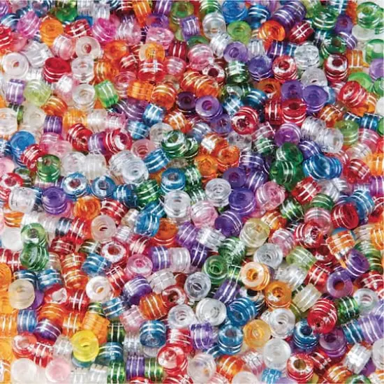 Color Splash!&reg; Colorful Metallic Striped Plastic Pony Beads, 8mm {1}