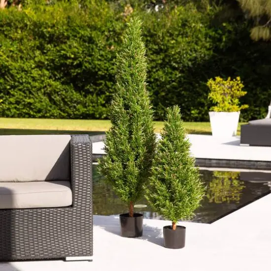 3ft. Potted UV Resistant Rosemary Cone Topiary Tree {6}