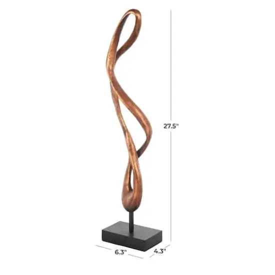27.5" Bronze Polystone Abstract Decorative Sculpture with Rectangle Black Base {8}