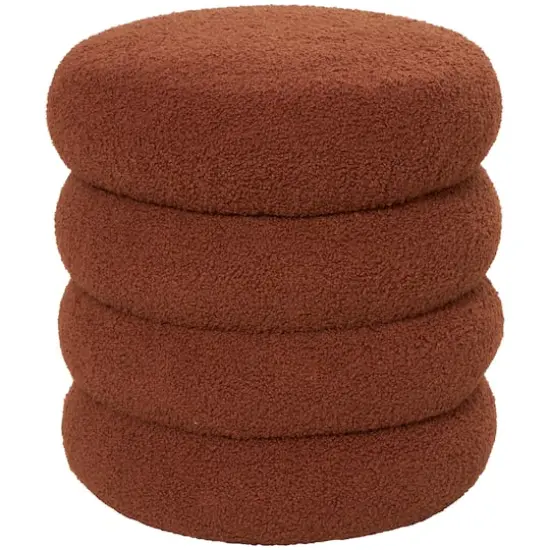 17" Copper Fabric Geometric Bubble Shaped Boucle Stool {1}