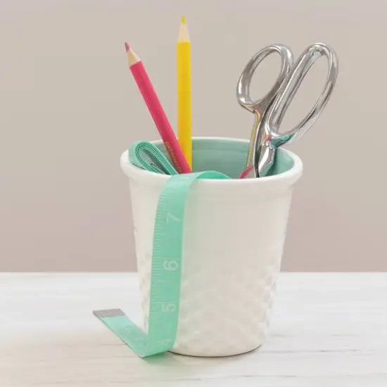 Dritz&reg; Novelty Ceramic Thimble Container Aqua {4}