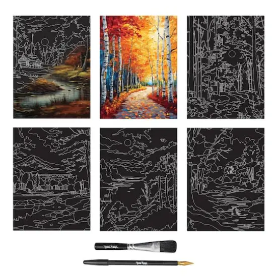 Brea Reese&trade; 9" x 12" Leaf Peeping Scratch Art Paper Pad {3}