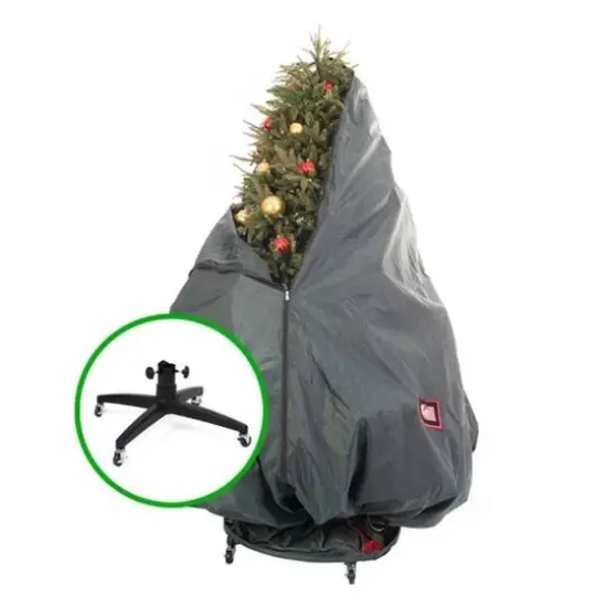 Decorated Christmas Tree Storage Bag with Rolling Stand {4}