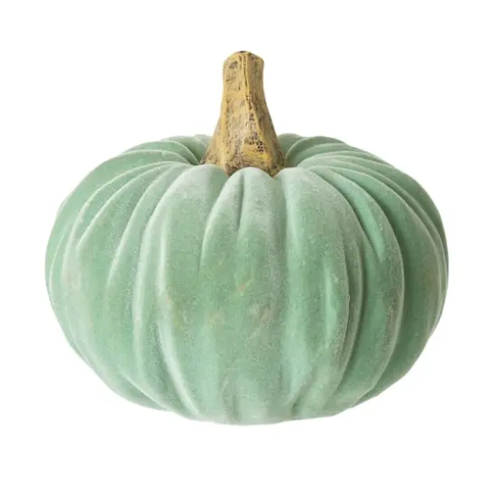 Glitzhome&reg; Mint Green Velvet Pumpkins Set {8}