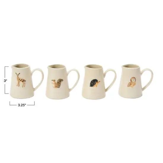 Hello Honey&reg; 3" Hand-Painted & Embossed Forest Animal Ceramic Pitcher Mugs, 4ct. {6}