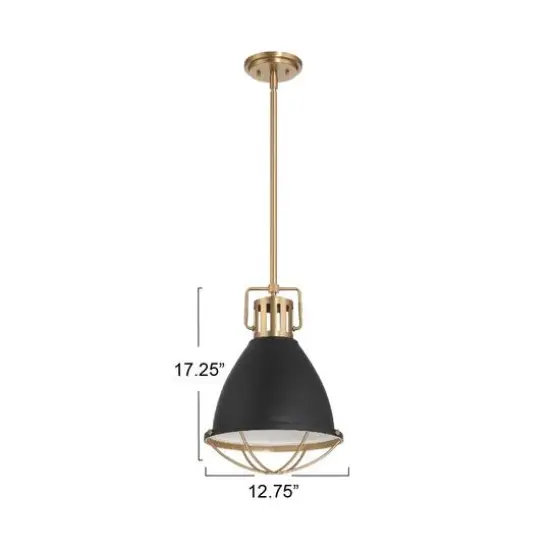Hello Honey&reg; Kent Industrial Oversized Caged Metal Ceiling Light Black/Gold {6}