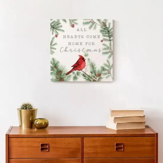 Hearts Come Home For Christmas Canvas Wall Art {5}