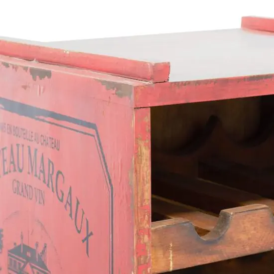 16" Red Wood Farmhouse Wine Rack {5}