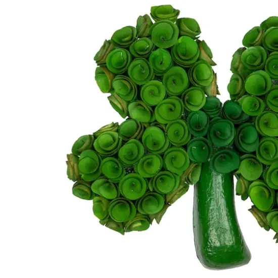 14.5" Green Four Leaf Clover Wood Floral Decoration {4}