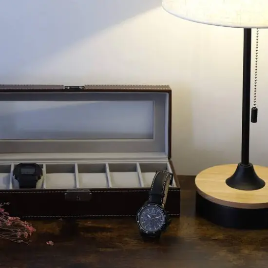 Walnut Brown Hexa Leather Watch Box {8}