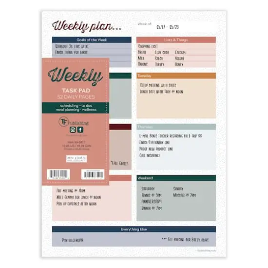 TF Publishing Boho Design Large Weekly Task Planner Desk Pad {1}