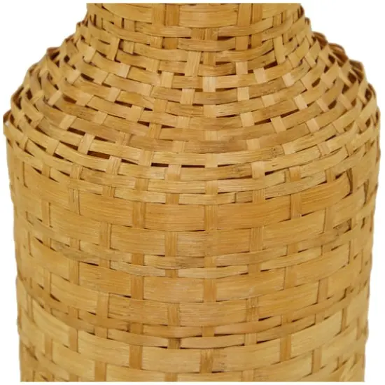 Brown Bamboo Tall Woven Floor Vase {5}