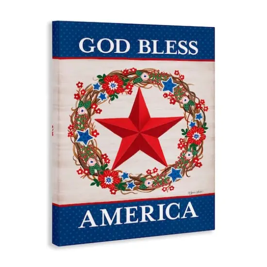 Stupell Industries God Bless America Wreath Canvas Wall Art {4}