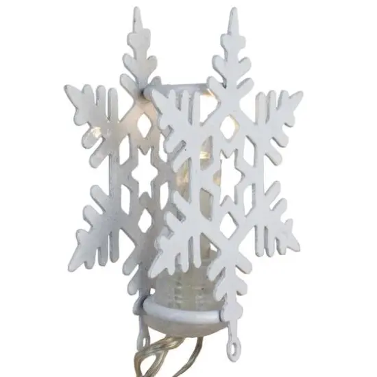 8ct. Warm White LED Snowflake Christmas Lights {4}