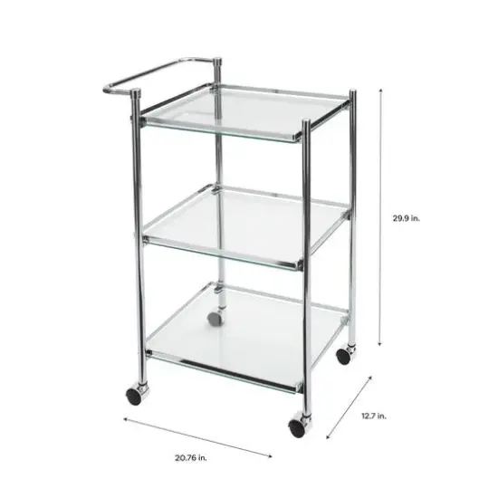 Organize It All Chrome 3-Tier Tempered Glass Rolling Serving Cart {7}
