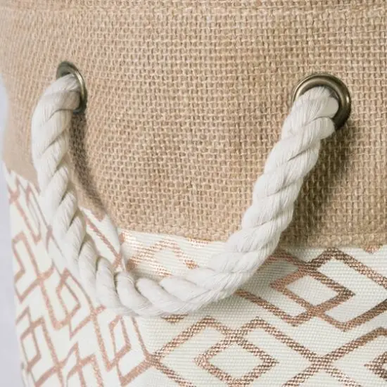 Medium Bronze Burlap Diamond Round Bin {3}