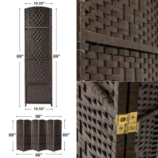 Sorbus 6-Panel Room Divider Brown {6}