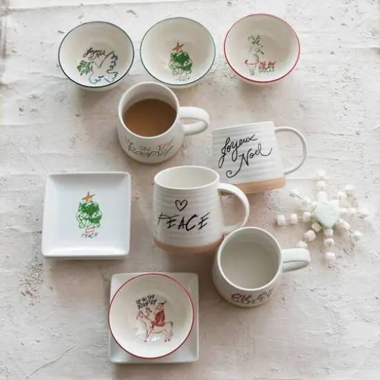 Hello Honey&reg; 4.5" Stoneware Bowl with Holiday Image and Colored Rim Set {3}