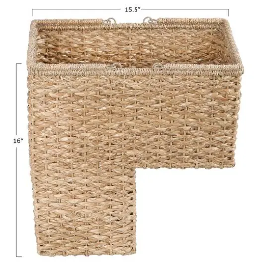Hello Honey&reg; 16" Woven & Natural Bangkuan Rope Stair Basket with Handles {3}